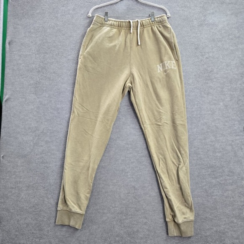 Nike Men Pants M Beige Arch Fleece Jogger 28" Inseam Logo Pockets Drawstring